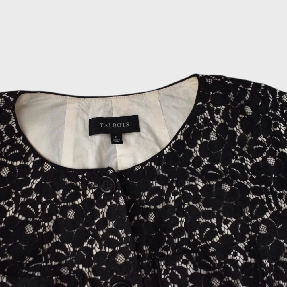 Talbots Lace Overlay Long Sleeve Blouse Jacket‎ - Picture 5 of 5
